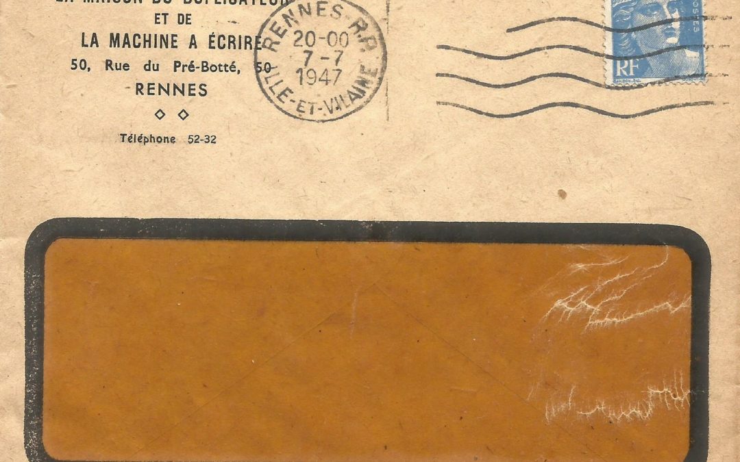 Tarifs Postaux : Juillet 1947 – encore un usage court